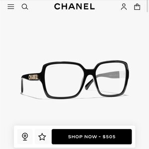 CHANEL Black and Gold Square Glasses
